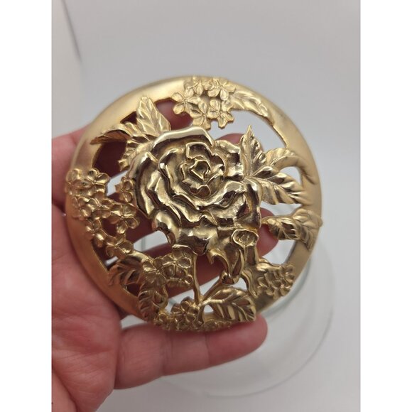 Pewter Top Glass Potpourri Jar Rose Design Canada 1988 - Picture 3 of 7